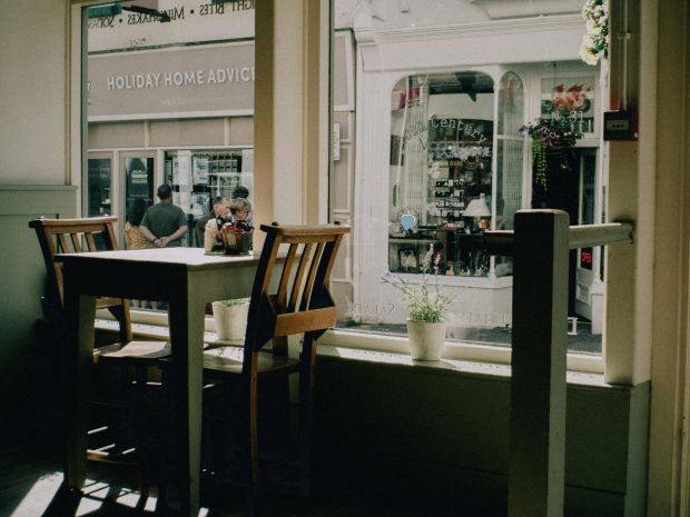 Cafe, table and 2 chairs